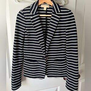 Michael Kors Navy and Cream Striped Blazer